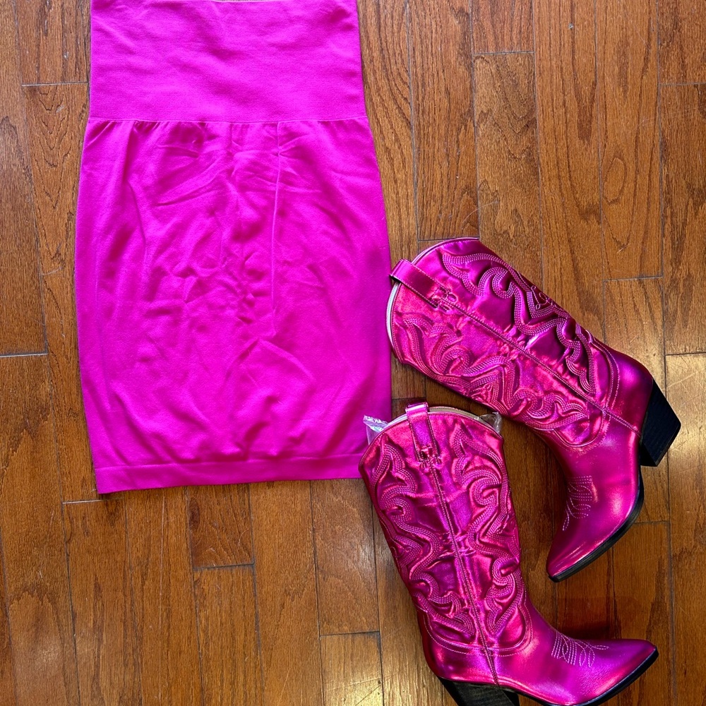 Nikibiki Pink skirt size small $18 (boots NOT included)